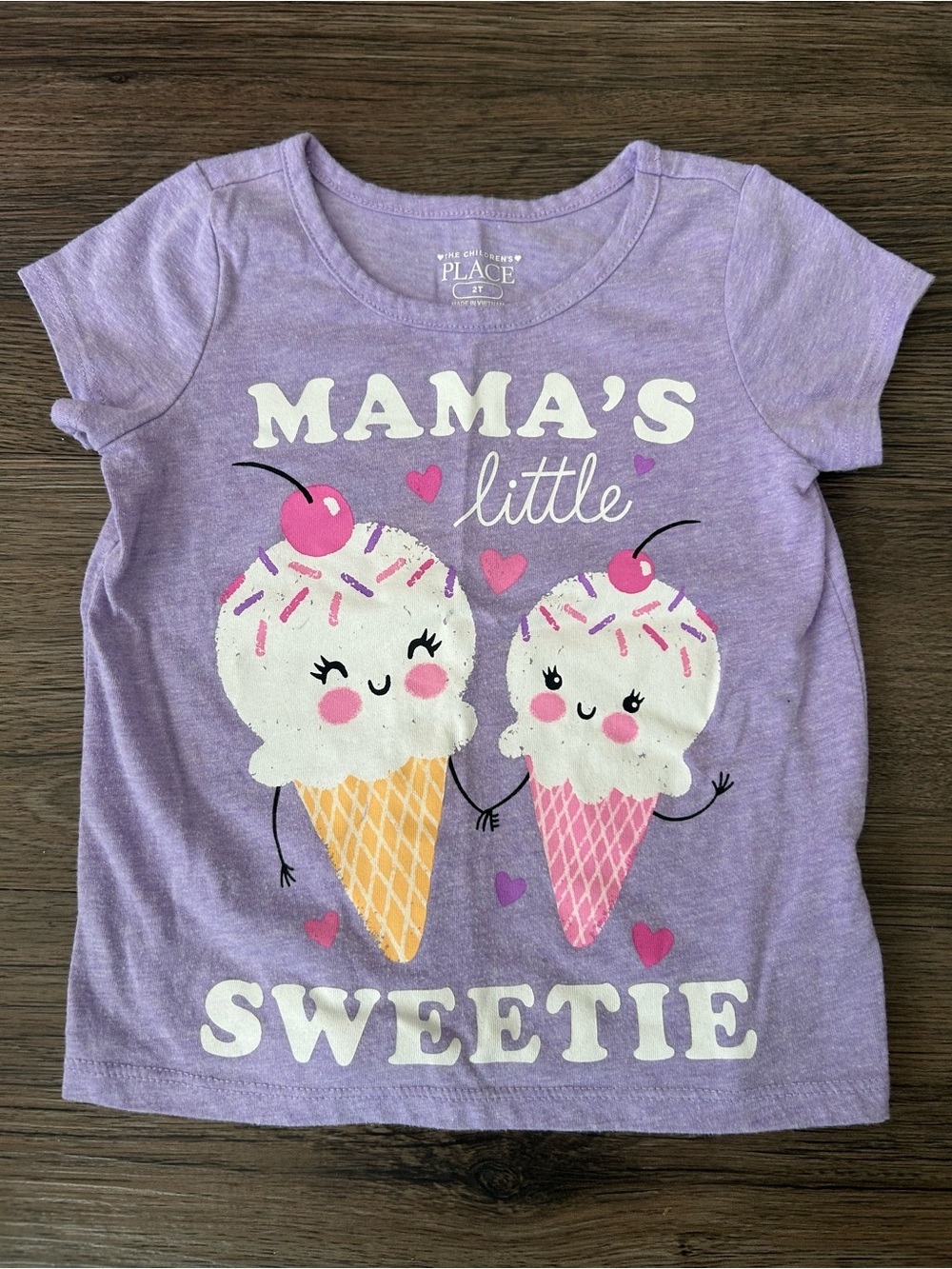 3/$12 Children’s Place Purple Ice Cream Momma T-Shirt Girls Size 2T